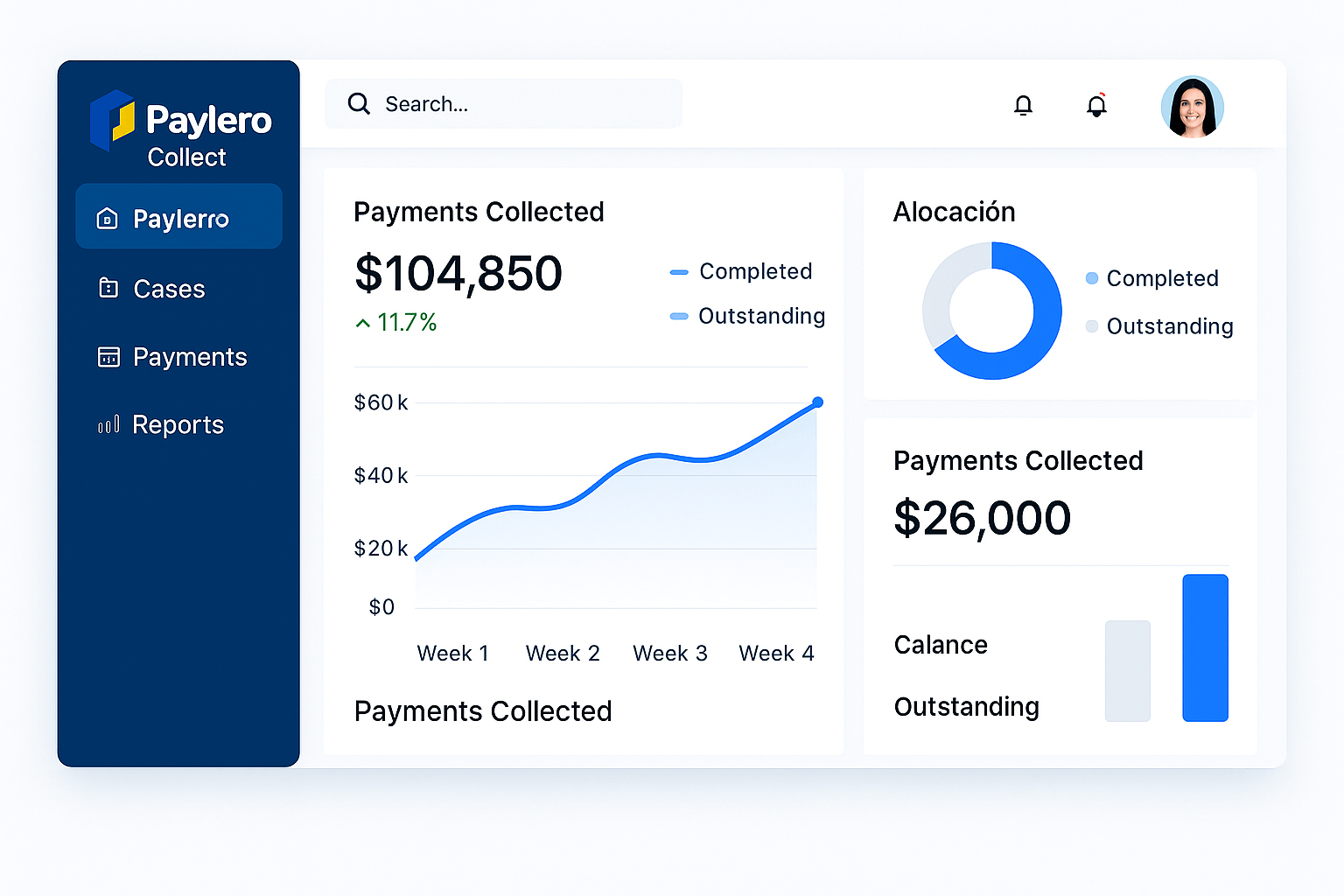 Paylero Collect payment tracking screen